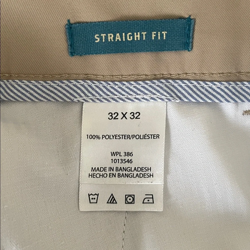 Haggar Men's Light Tan Straight Fit Pants flat front 32x32